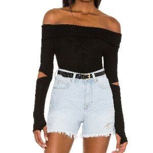 Michael Lauren Armani Black Off the Shoulder Top